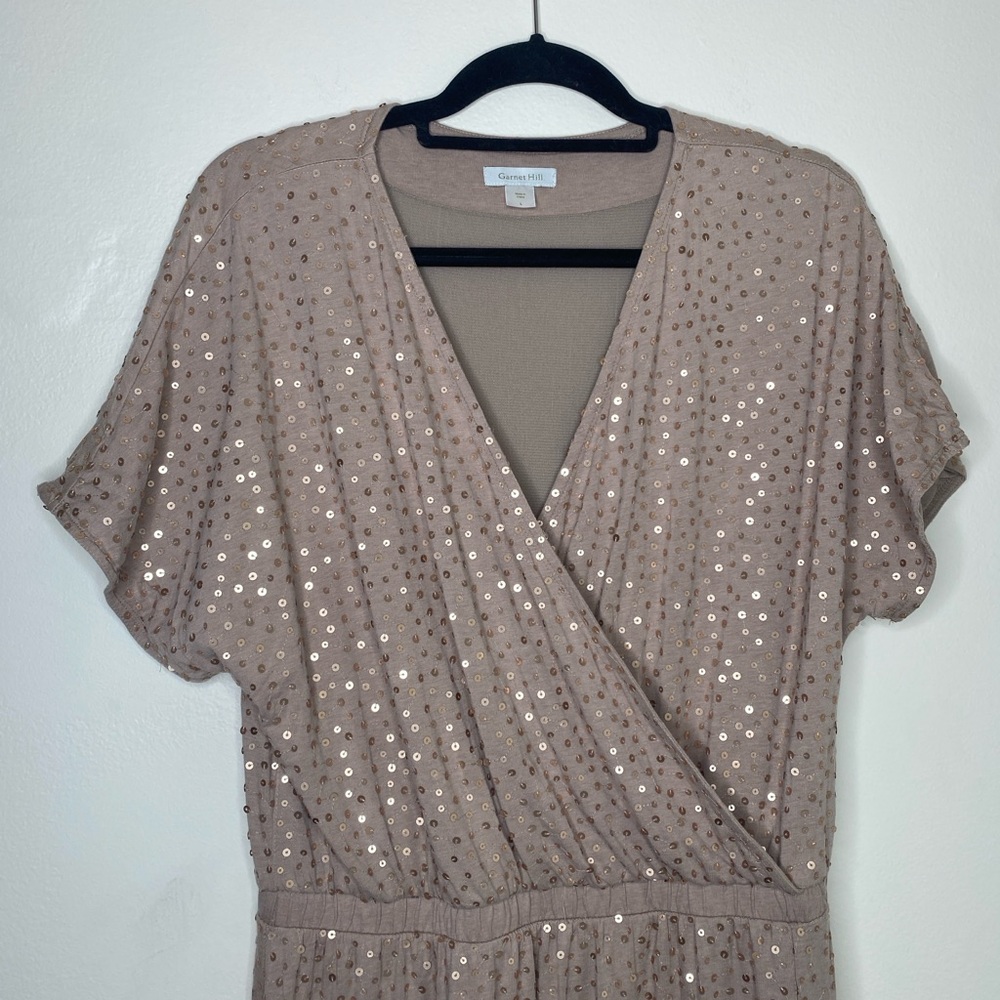 Garnet Hill Exclusive Sequined Jersey Maxi Dress large formal evening knit - Picture 5 of 8
